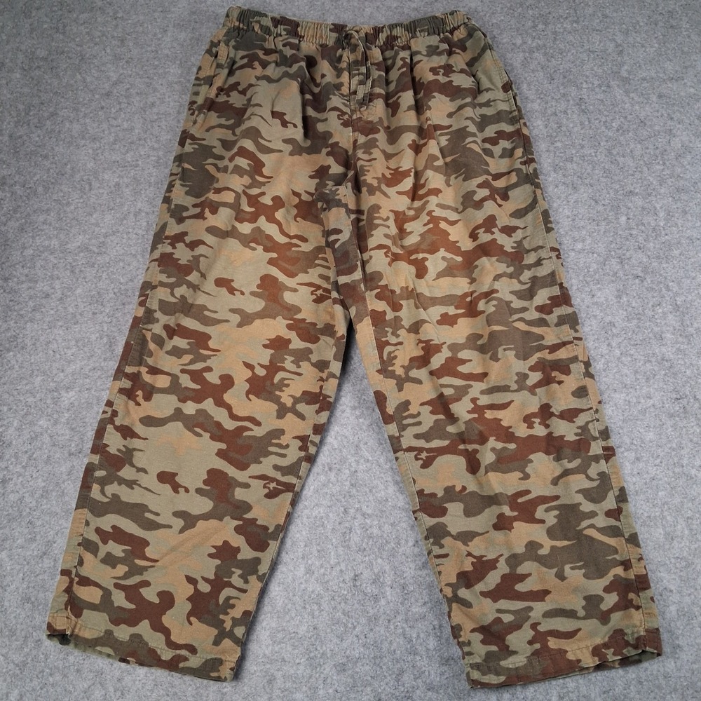 Joe Boxer Lounge Pants Mens Large Brown Camo Cotton Elastic Waist Drawstring